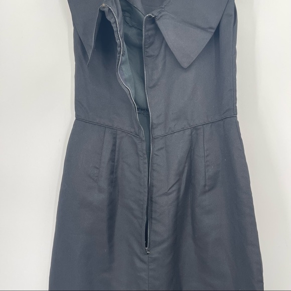 Vintage 1950's Black Sheath Dress with Embroidered Floral Hem - Picture 8 of 16